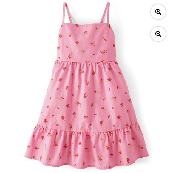 The Children’s Place Girls Pink Strappy Bow Back Tiered Dress Size Large (10-12) - Picture 1 of 5